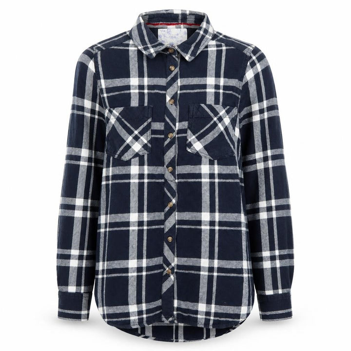 Matalan Women's Blue Checked Cotton Long Sleeve Button-Up Shirt Size 8