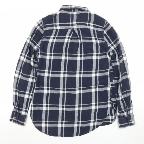 Matalan Women's Blue Checked Cotton Long Sleeve Button-Up Shirt Size 8