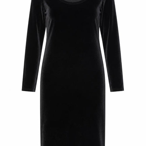 Boohoo Women’s Black Velvet Bodycon Dress UK 10 Long Sleeve Partywear