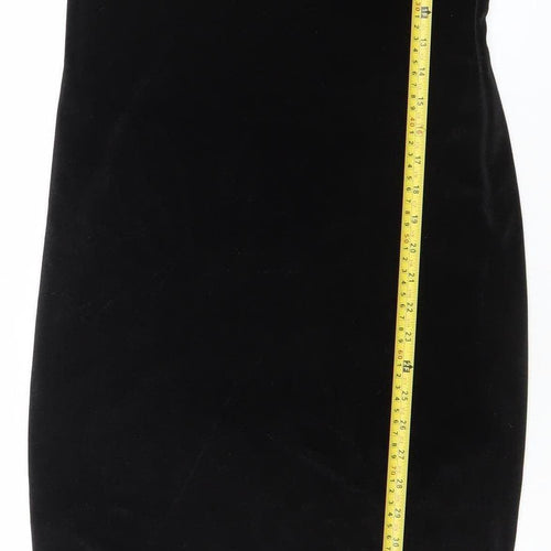 Boohoo Women’s Black Velvet Bodycon Dress UK 10 Long Sleeve Partywear