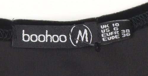 Boohoo Women’s Black Velvet Bodycon Dress UK 10 Long Sleeve Partywear