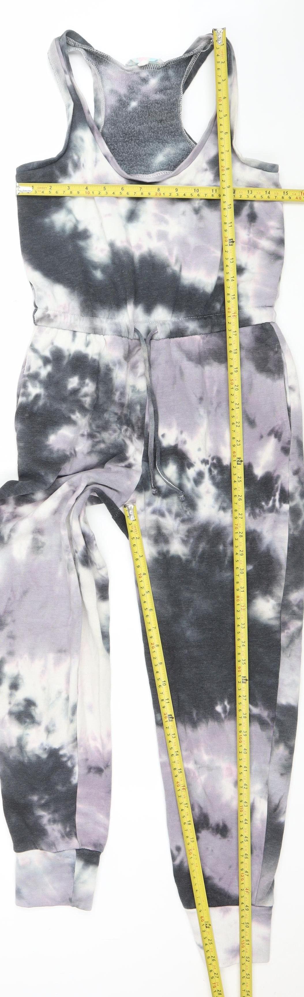 Hippie Rose Women's Grey Tie Dye Sleeveless Jumpsuit Size S Cotton Blend