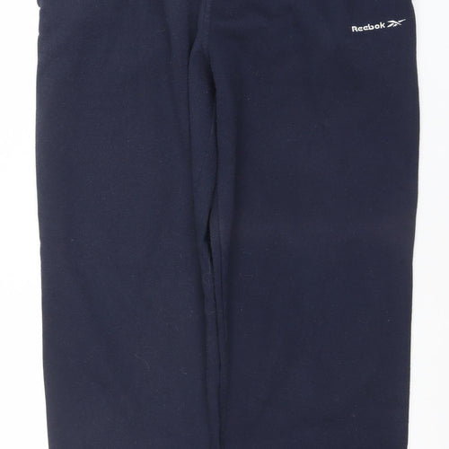 Reebok Men Blue Fleece Sweatpants L Regular Fit Elastic Waist Activewear