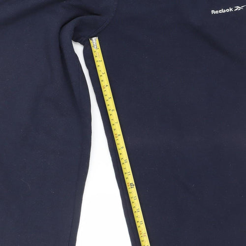 Reebok Men Blue Fleece Sweatpants L Regular Fit Elastic Waist Activewear