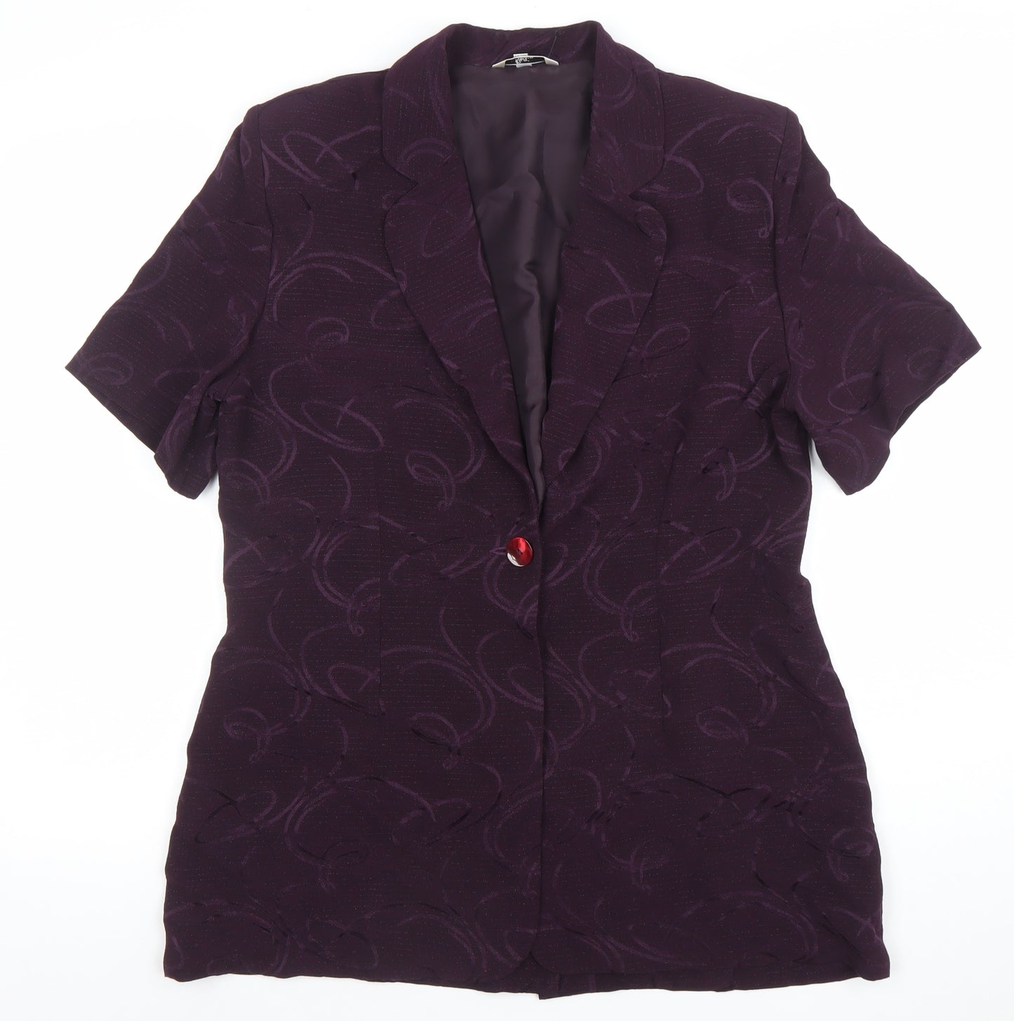 Klass Collection Women's Purple Size 14 Short Sleeve One-Button Blazer