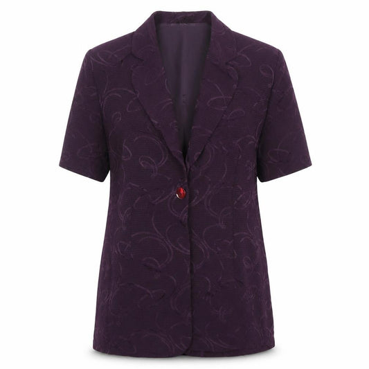 Front view of Klass Collection Women's Purple, size 14, Short Sleeve One-Button Blazer
