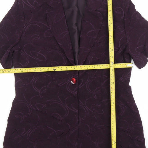 Klass Collection Women's Purple Size 14 Short Sleeve One-Button Blazer