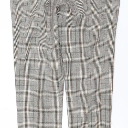 ZARA Woman Grey Check Slim Fit Tailored Trousers Size 6
