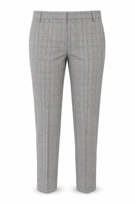 Front view of Zara Woman Grey Check Slim Fit Tailored Trousers, size 6