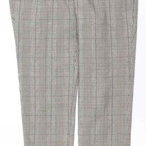 ZARA Woman Grey Check Slim Fit Tailored Trousers Size 6