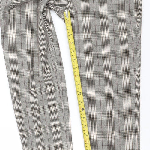 ZARA Woman Grey Check Slim Fit Tailored Trousers Size 6