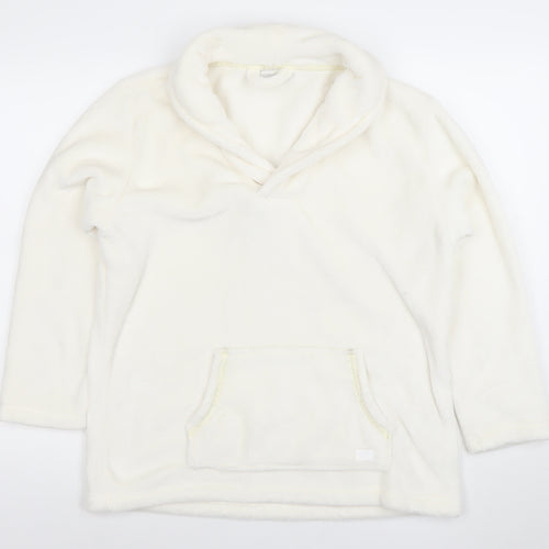 ARI JOHN ROCHA Womens Ivory Pullover Hoodie Size 14 Fleece Pockets Winter
