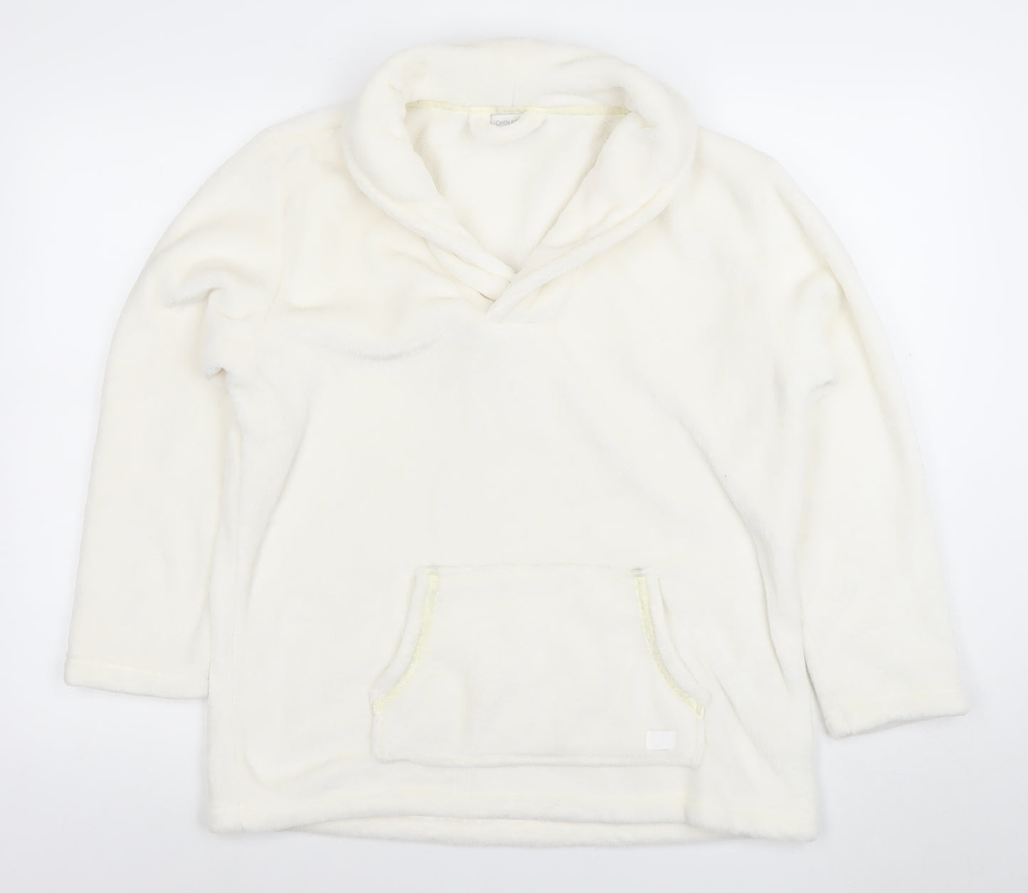 ARI JOHN ROCHA Womens Ivory Pullover Hoodie Size 14 Fleece Pockets Winter