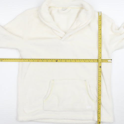 ARI JOHN ROCHA Womens Ivory Pullover Hoodie Size 14 Fleece Pockets Winter