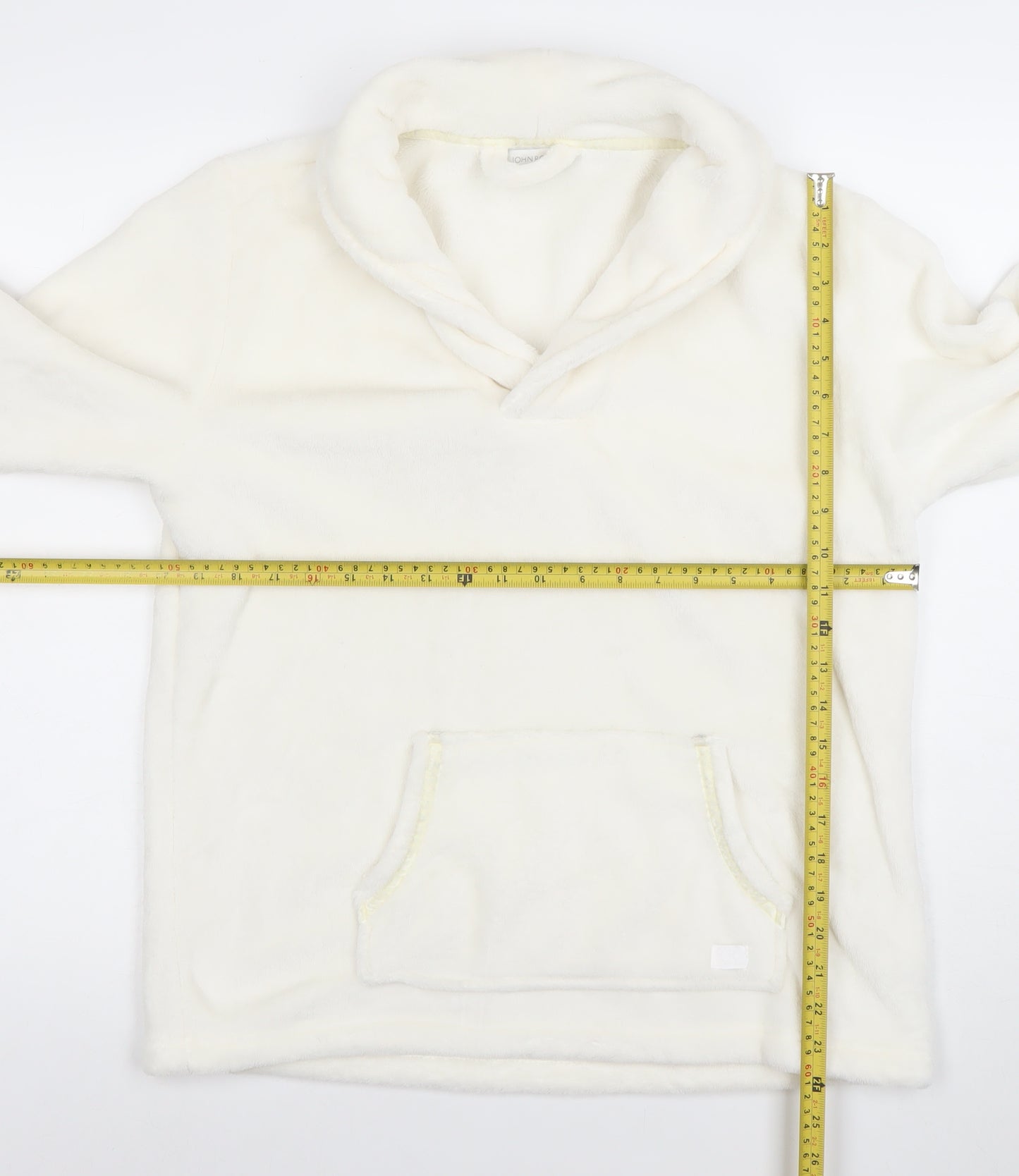 ARI JOHN ROCHA Womens Ivory Pullover Hoodie Size 14 Fleece Pockets Winter