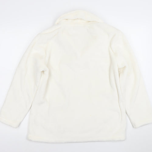 ARI JOHN ROCHA Womens Ivory Pullover Hoodie Size 14 Fleece Pockets Winter