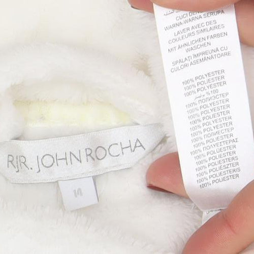 ARI JOHN ROCHA Womens Ivory Pullover Hoodie Size 14 Fleece Pockets Winter