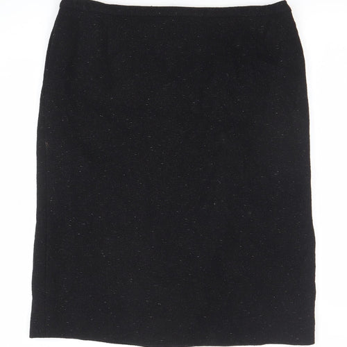 Jaeger Women's Black Wool Pencil Skirt Size 12 Lined Workwear