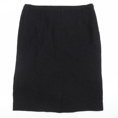Jaeger Women's Black Wool Pencil Skirt Size 12 Lined Workwear