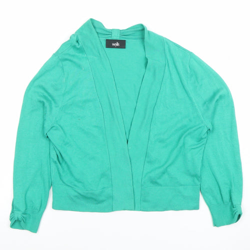 Wallis Women Green Small Open Front Long Sleeve Cardigan