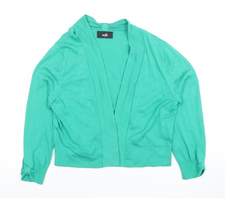 Wallis Women Green Small Open Front Long Sleeve Cardigan