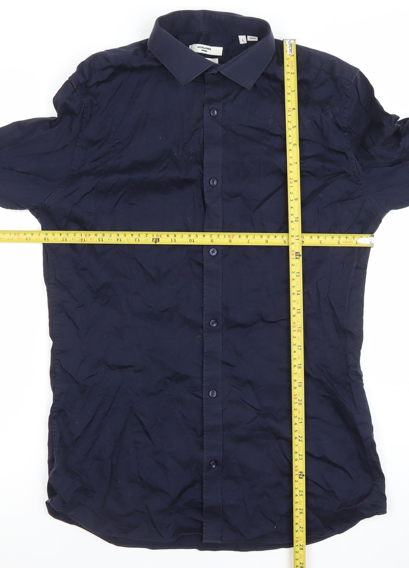 Jack & Jones Premium Men's Blue Slim Fit Long Sleeve Dress Shirt L