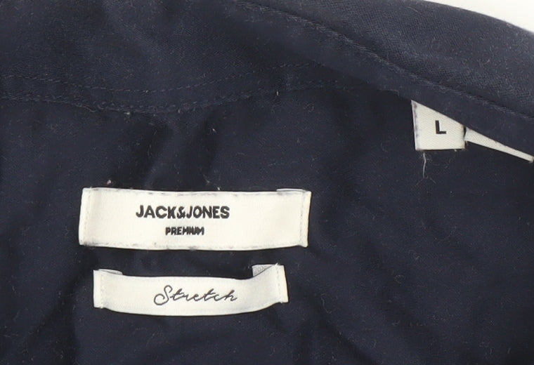 Jack & Jones Premium Men's Blue Slim Fit Long Sleeve Dress Shirt L