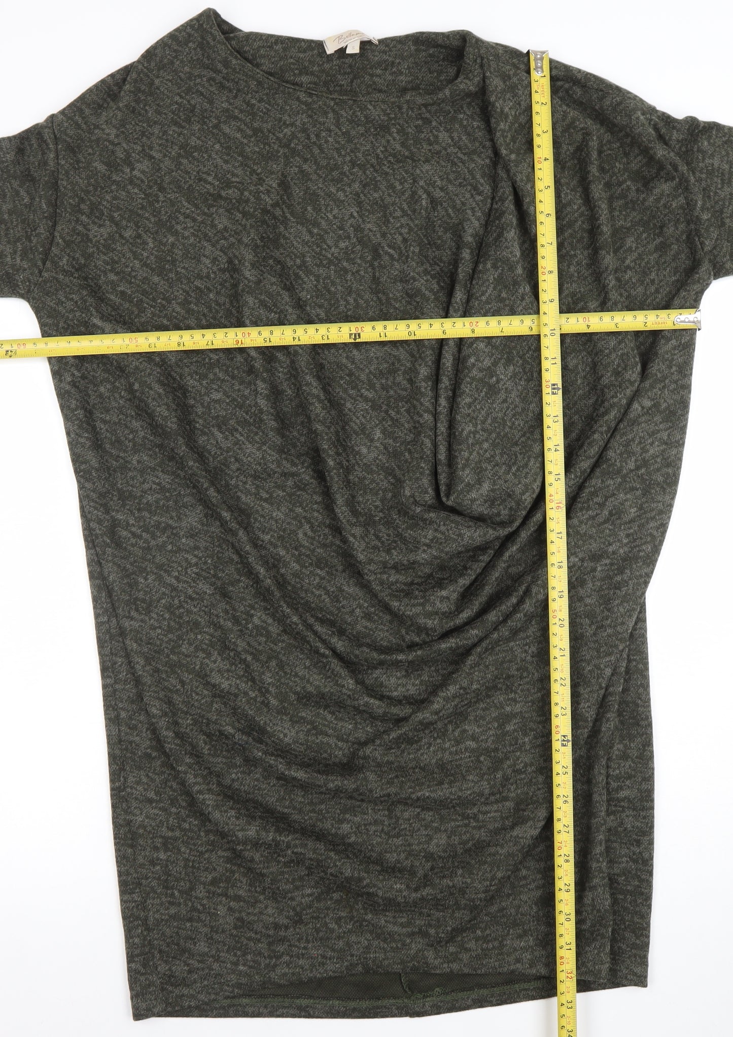 Bella Italia Womens Grey Knit Tunic Jumper Size S 3/4 Sleeve Boat Neck