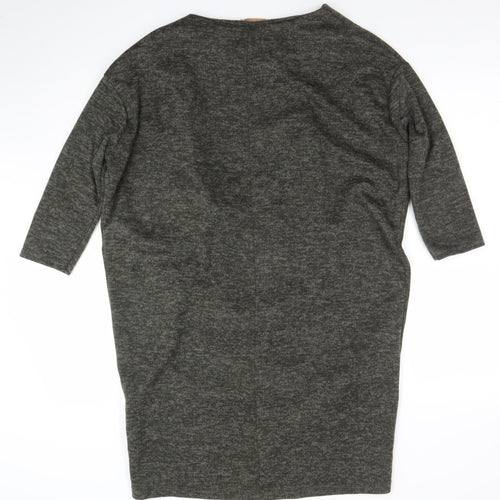 Bella Italia Womens Grey Knit Tunic Jumper Size S 3/4 Sleeve Boat Neck