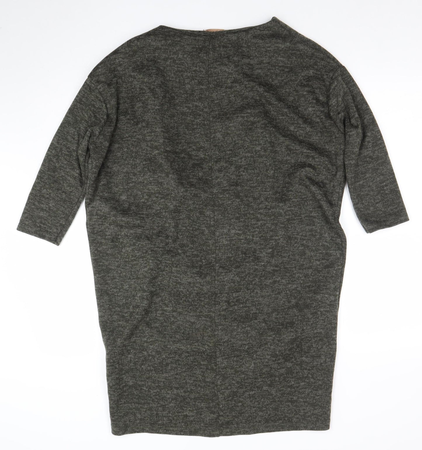 Bella Italia Womens Grey Knit Tunic Jumper Size S 3/4 Sleeve Boat Neck