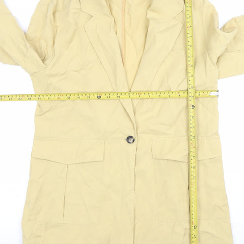 Warehouse Women Beige Cotton Blazer Size 10 Single Breasted Jacket