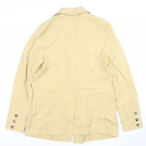Warehouse Women Beige Cotton Blazer Size 10 Single Breasted Jacket