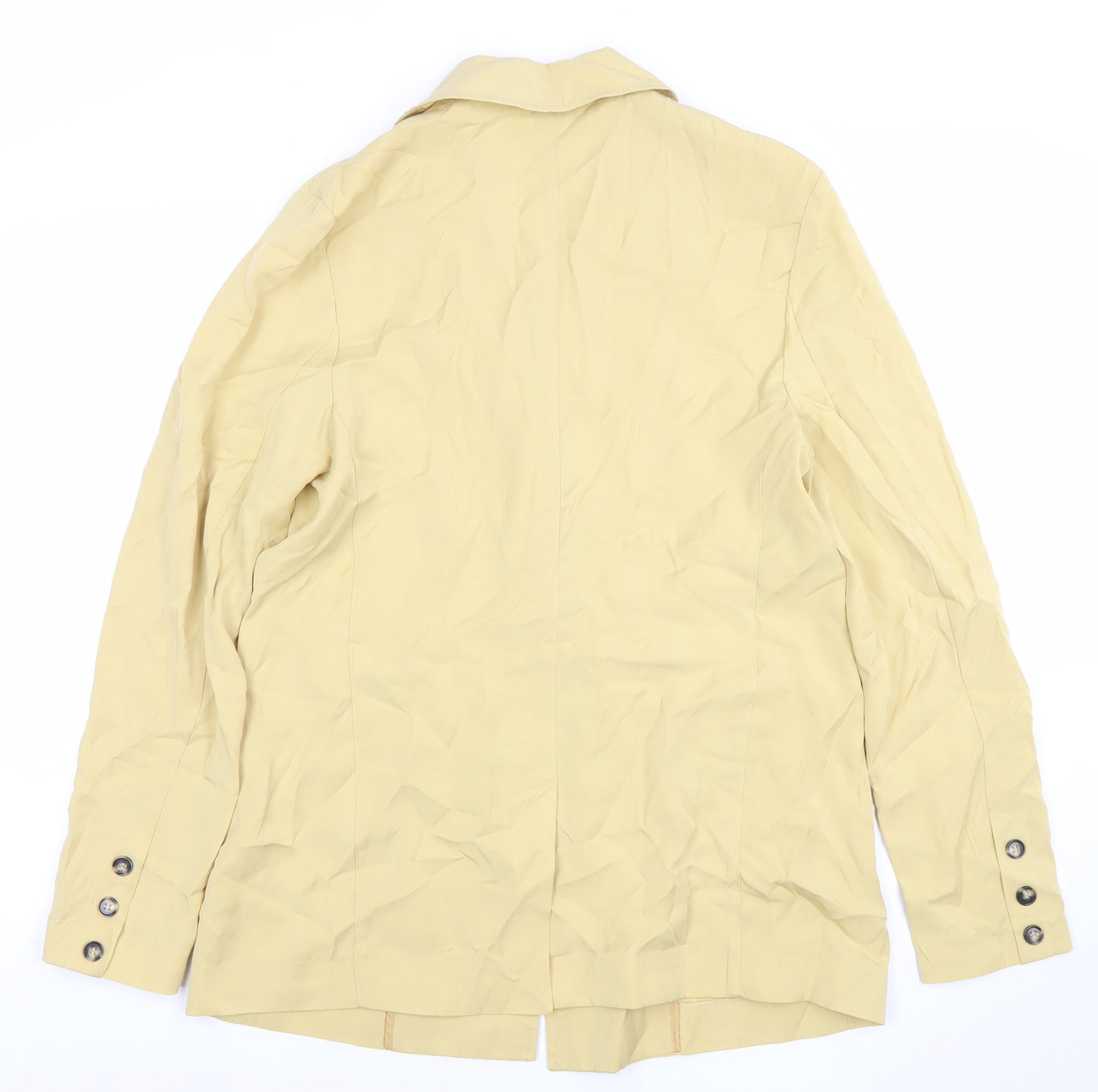 Warehouse Women Beige Cotton Blazer Size 10 Single Breasted Jacket