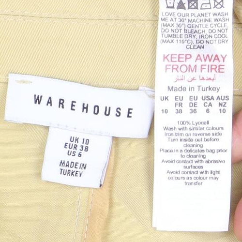 Warehouse Women Beige Cotton Blazer Size 10 Single Breasted Jacket