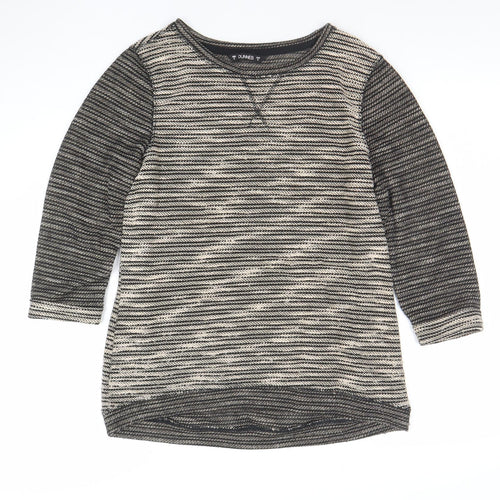 Dunnes Women Black Striped Boat Neck 3/4 Sleeve Pullover Jumper Size S
