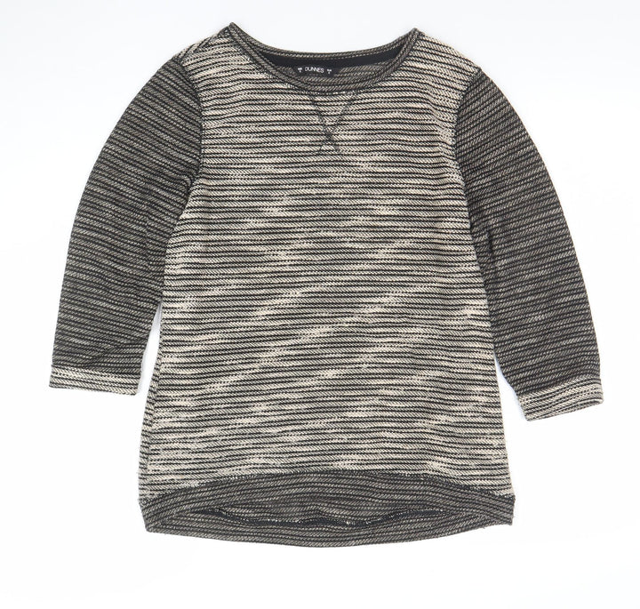 Dunnes Women Black Striped Boat Neck 3/4 Sleeve Pullover Jumper Size S
