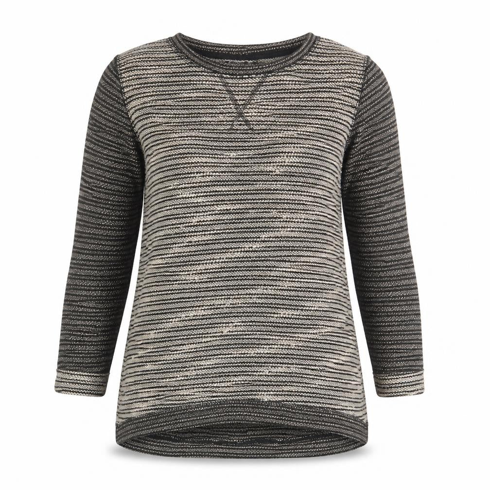 Dunnes Women Black Striped Boat Neck 3/4 Sleeve Pullover Jumper Size S