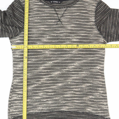 Dunnes Women Black Striped Boat Neck 3/4 Sleeve Pullover Jumper Size S