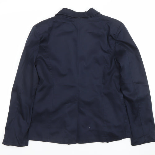 Lulu Jane Women Navy Blue XL Cotton Blend Single Breasted Blazer