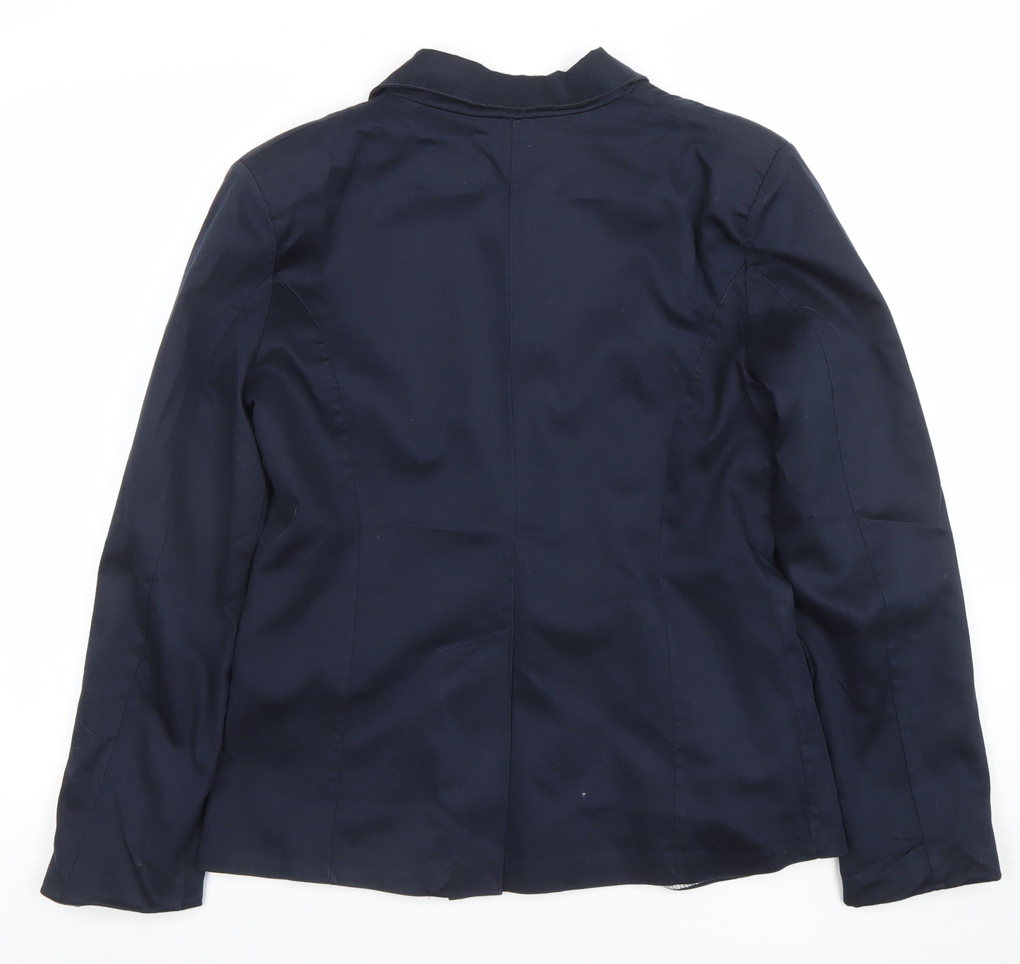 Lulu Jane Women Navy Blue XL Cotton Blend Single Breasted Blazer