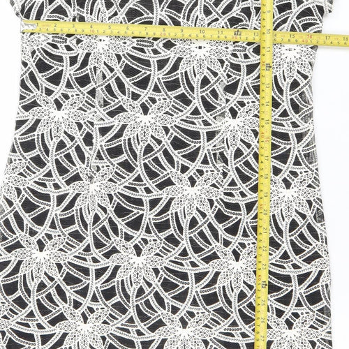 Dunnes Women Black Cotton Blend Short Sleeve Lace Sheath Dress Size 12