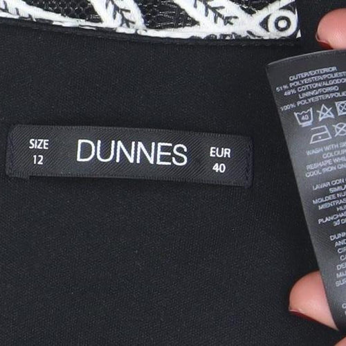 Dunnes Women Black Cotton Blend Short Sleeve Lace Sheath Dress Size 12