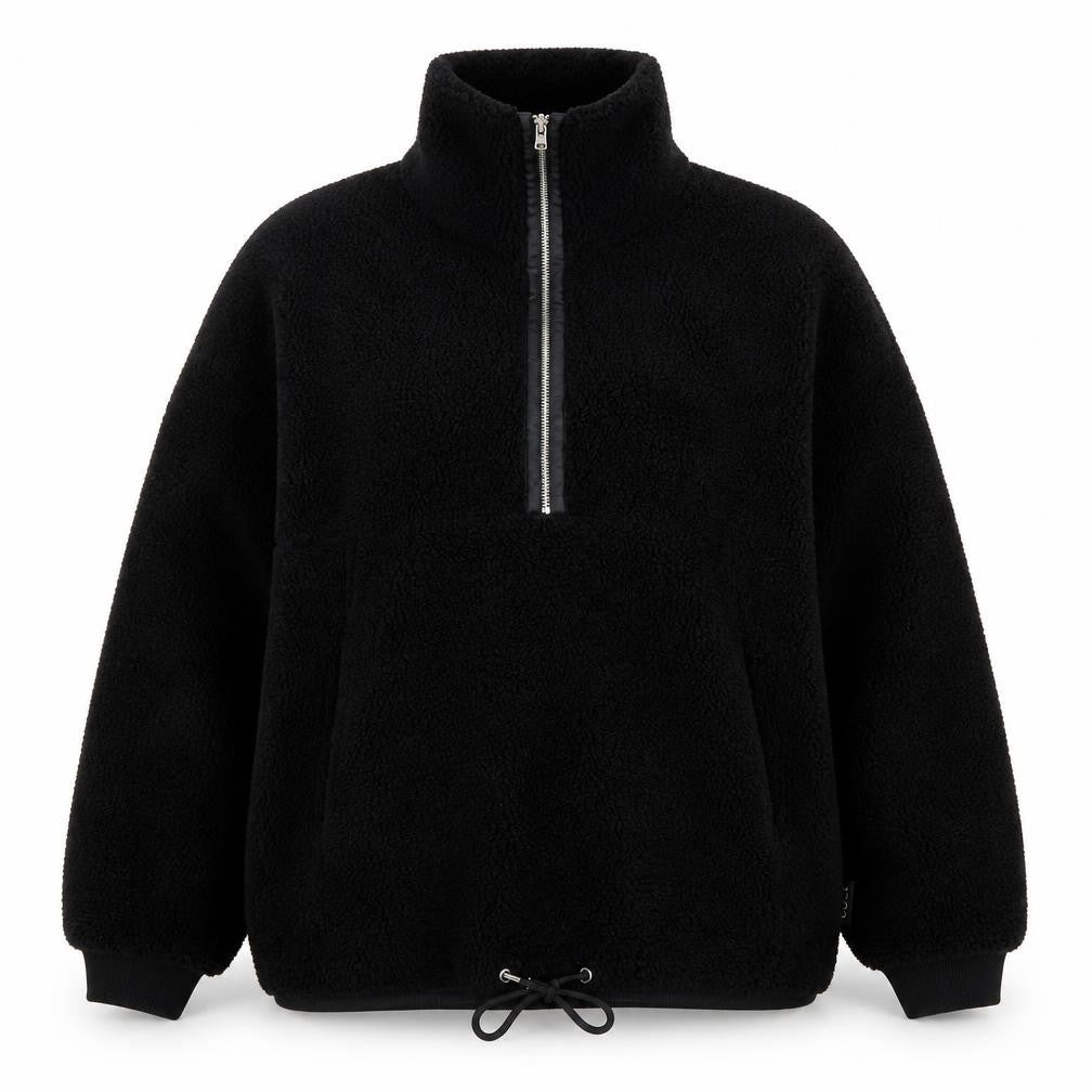 Front view of POCO by Pippa Women's Black Fleece 1/2 Zip Pullover Sweatshirt L