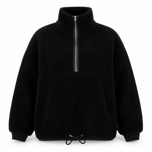 Front view of POCO by Pippa Women's Black Fleece 1/2 Zip Pullover Sweatshirt L