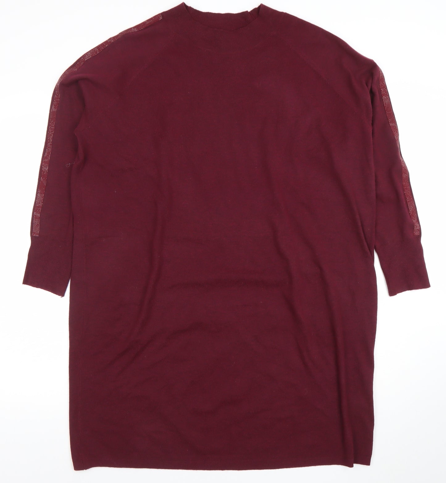 Primark Women's Red Knit Sweater Dress XL 3/4 Sleeve Rhinestone