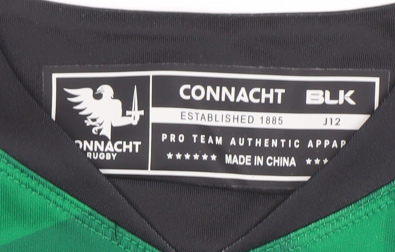 BLK Connacht Rugby Boys Green Short Sleeve Jersey T-Shirt 12 Years
