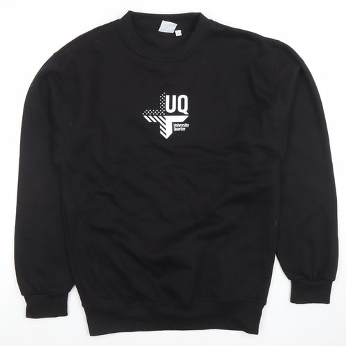 UCC Men’s Black Crew Neck Pullover Sweatshirt S Graphic Logo Regular Fit