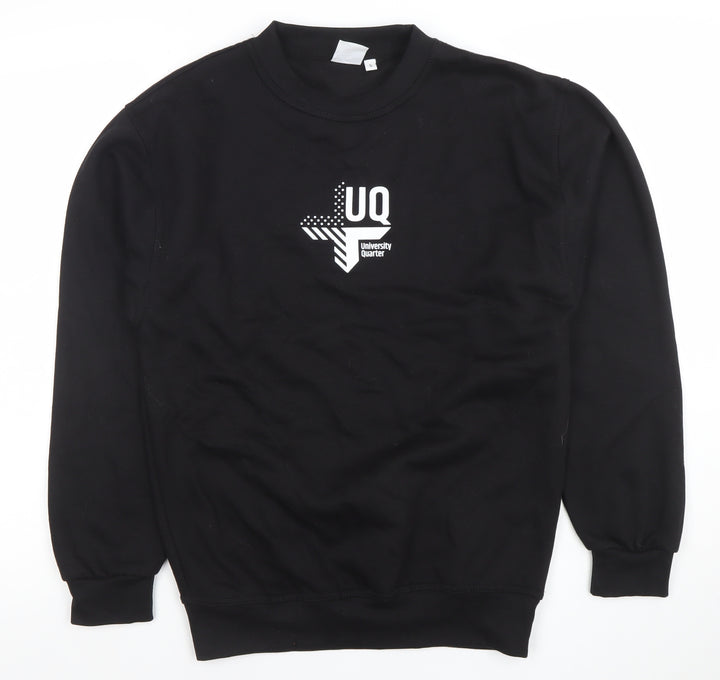 UCC Men’s Black Crew Neck Pullover Sweatshirt S Graphic Logo Regular Fit