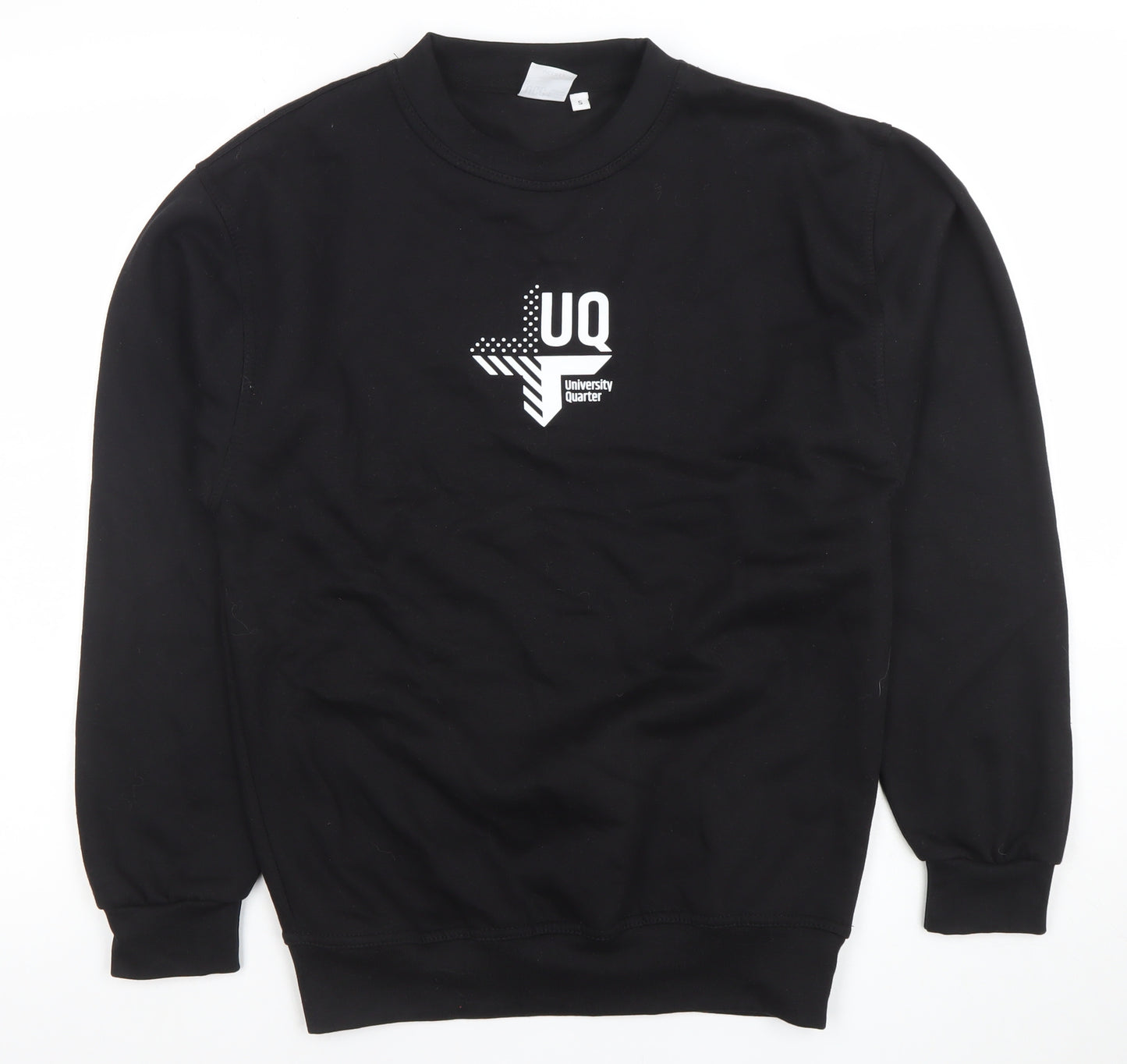 UCC Men’s Black Crew Neck Pullover Sweatshirt S Graphic Logo Regular Fit