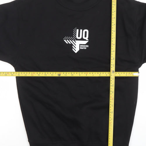 UCC Men’s Black Crew Neck Pullover Sweatshirt S Graphic Logo Regular Fit